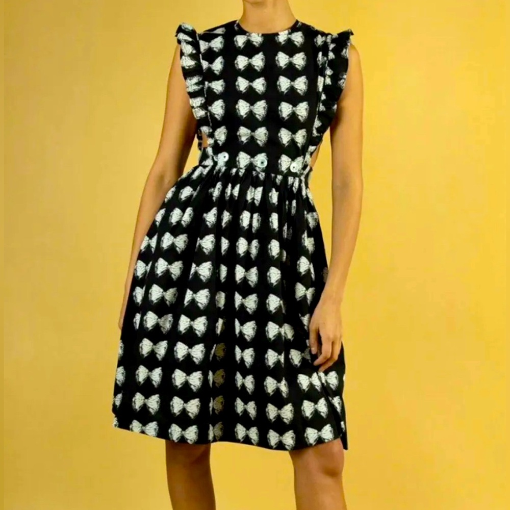 Batsheva Pinafore Apron Antique Bow Dress M